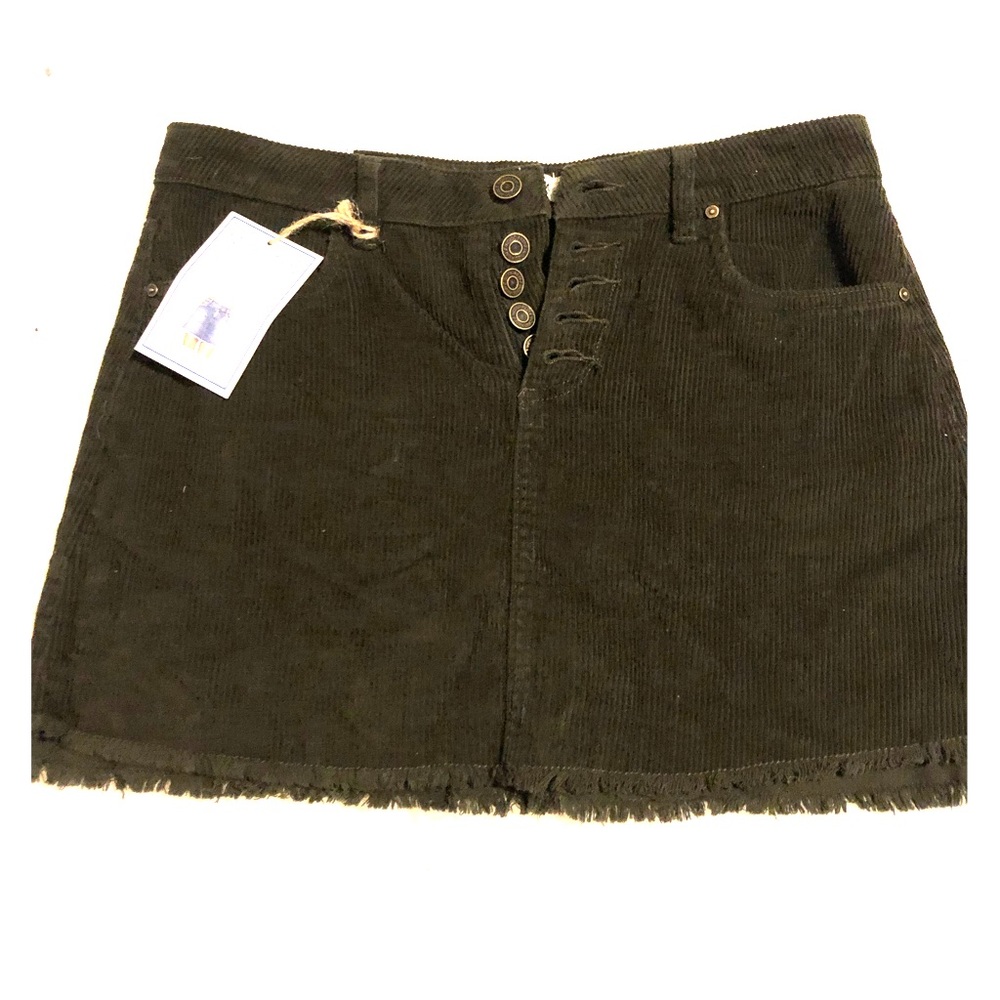 Green corduroy mini skirt